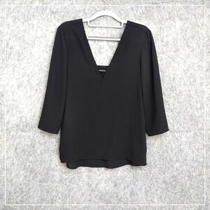 Express Tunic XS Open Back Plunge‎ Neck Black Lightweight Sexy Edgy Mob Wife